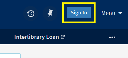 Screenshot of sign-in button on Library Search