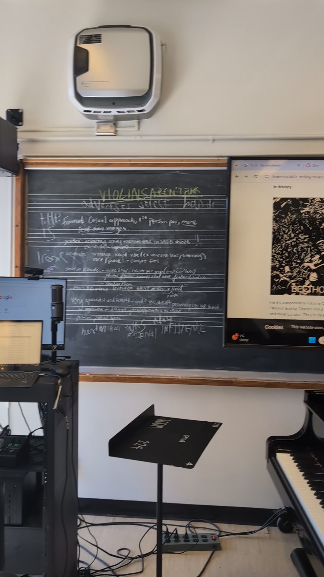 Chalkboard with writing about zines