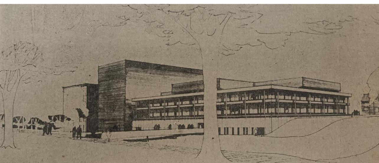 Architectural drawing of the Edward Johnson Building