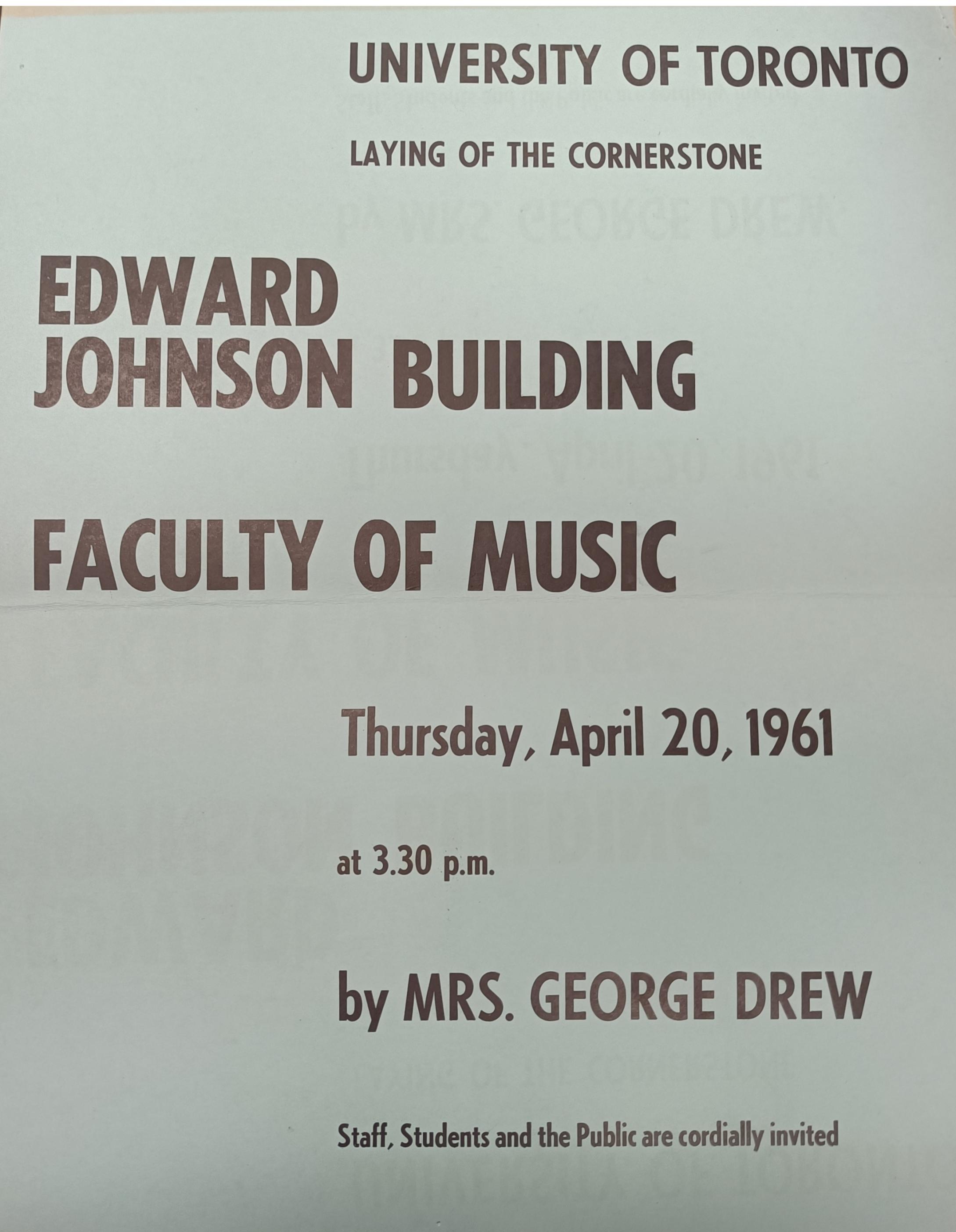 Poster for the laying of the cornerstone