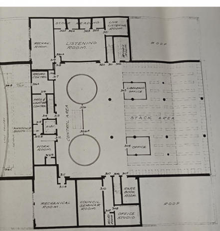 Floor plan of the third floor of the Edward Johnson Building