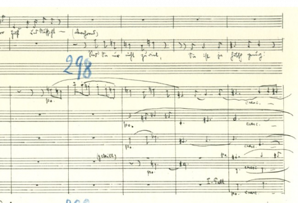 Excerpt of score with blue rehearsal number markings