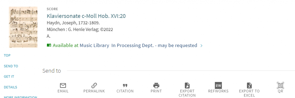 screenshot of library catalogue