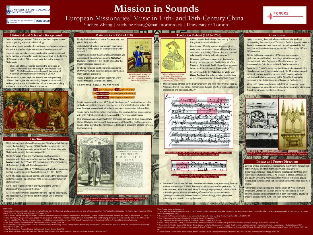 Yuchen Zhang's poster on European missionaries' music in 17th- and 18-th century China