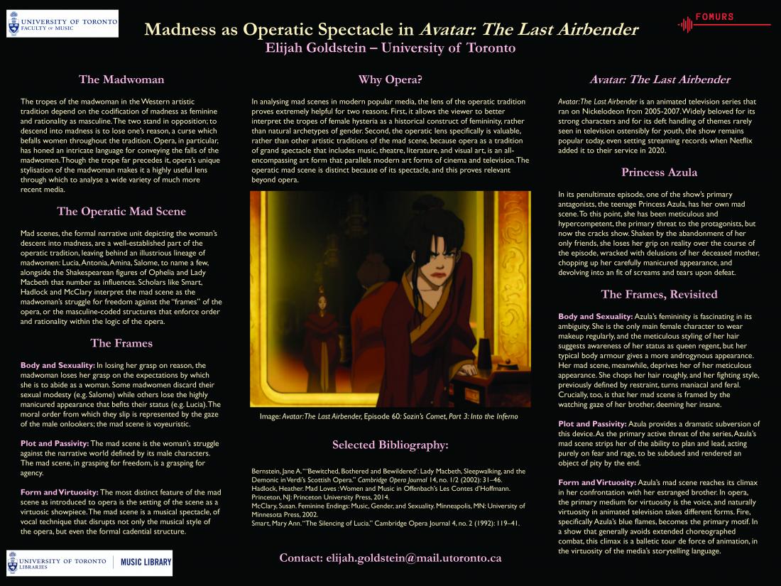 Elijah Goldstein's poster on madness as operatic spectacle in the Last Airbender