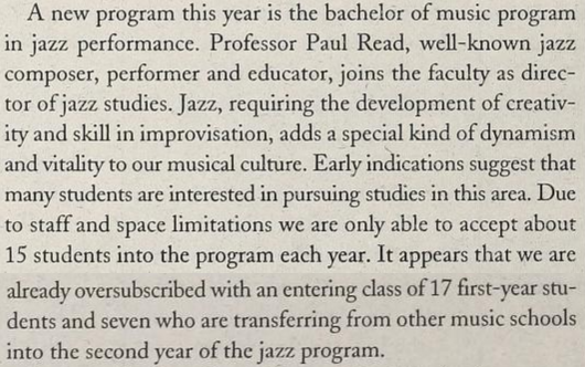 Announcement of new jazz program in The Bulletin