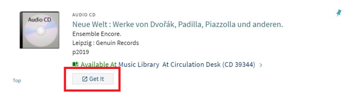 Get it button in new Library catalogue